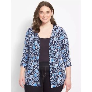 Lane Bryant 18/20 3/4 Sleeve Ruched Sleeve Open Front Cardigan Lightweight